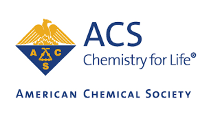 American Chemical Society logo showing a gold and blue coat of arms on the left, with blue text on the right that reads ACS, Chemistry for Life