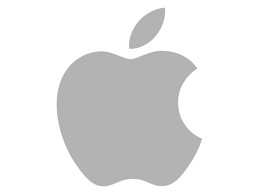 Apple logo with grey silhouette of an apple on a white background