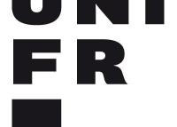 University of Fribourg logo with blocky black text and single black square stacked vertically