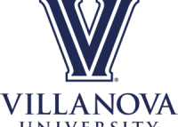 Villanova University logo with capital letter V in blue and white