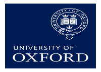 University of Oxford logo with white text and a white crest on a dark blue background