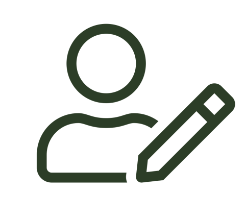 outline of generic human profile with pencil ready to edit something