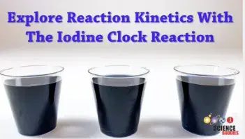 Three glass cups with Iodine clock reaction on white background.