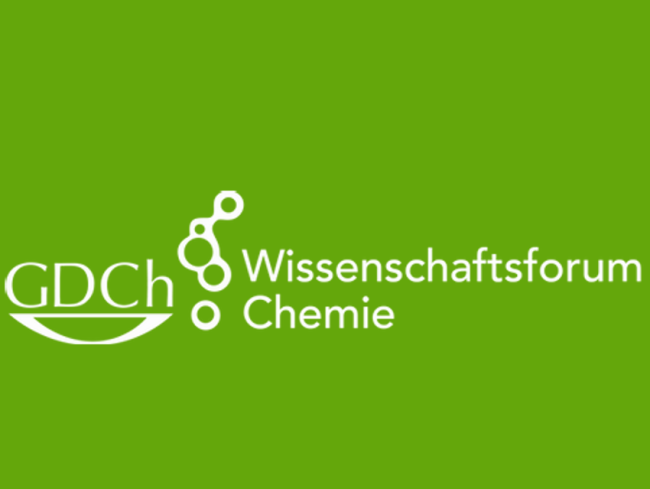 green background with white text logo for the german chemical society annual meeting