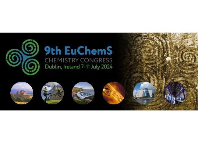 six images of the Irish country side sit against a black background, beneath text reading: 9th EU ChemS, Chemistry Congress, Dublin Ireland, July 7-11 2024 in blue and green text.