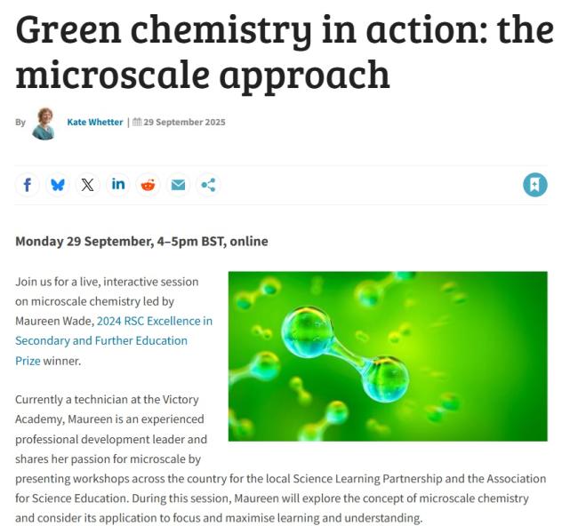 UK's Microscale RSC Chemistry Education Prize winner leads an interactive discussion.