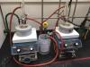 A picture showing the recirculator attached to two Liebig-type condensers in series